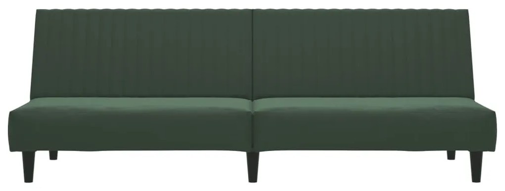 Sofá-cama de 2 lugares veludo verde-escuro