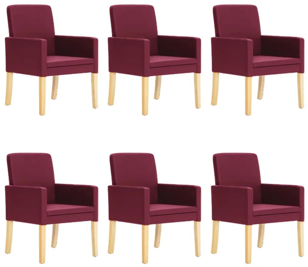 277771 vidaXL Cadeiras de jantar 6 pcs couro artificial vermelho tinto