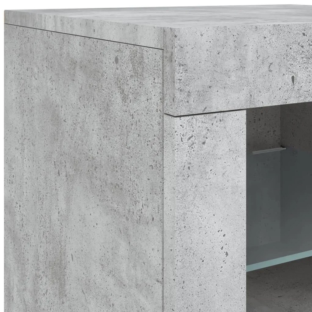 Aparador com luzes LED 181,5x37x67 cm cinzento cimento