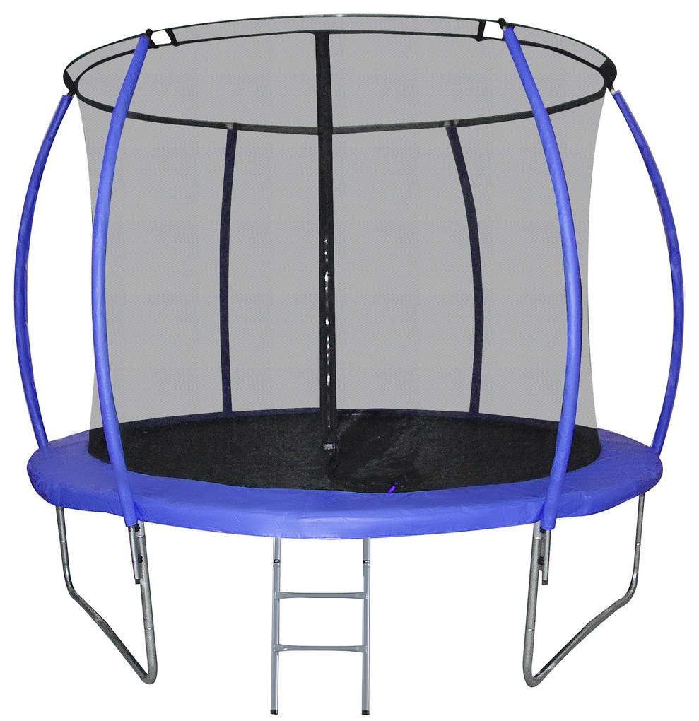 HOMCOM Trampolim de Jardim Φ244cm Trampolim para Crianças e Adultos cm Rede de Segurança Cobertura nas Bordas e Escada para Exterior Azul