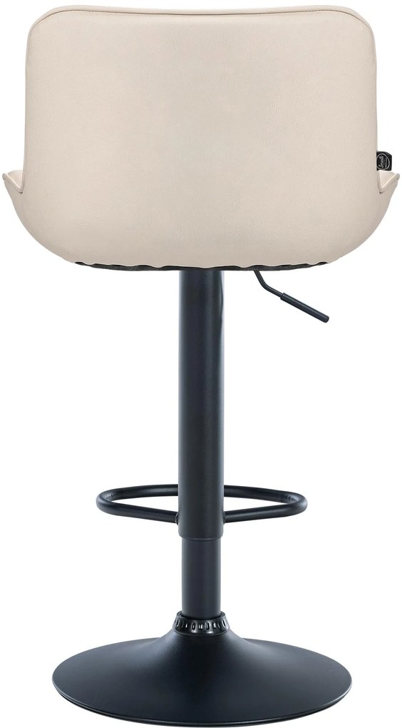 Banco alto em couro sintético com estrutura preta 85-106 x 49 x 51 cm cor creme