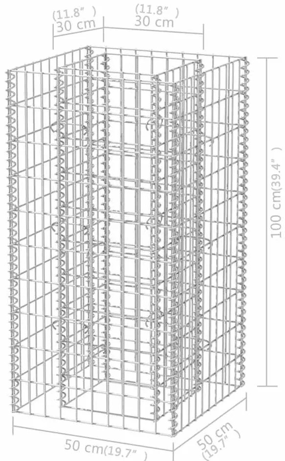 Canteiro elevado/cesto gabião 50x50x100 cm aço