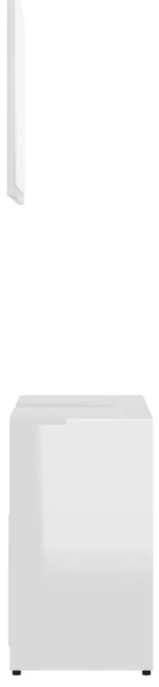 3 pcs conj. móveis casa de banho contraplacado branco brilhante