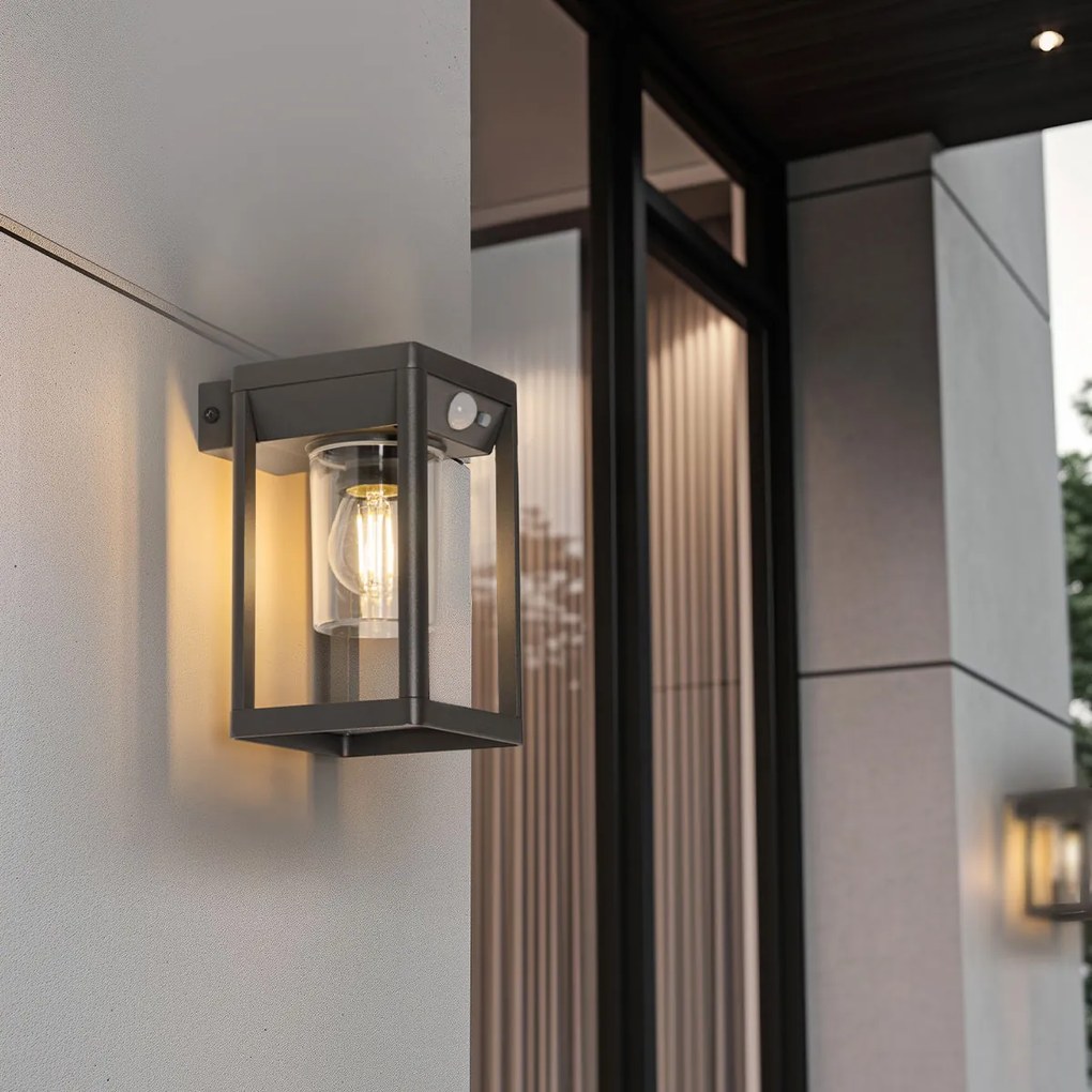 Candeeiro de parede exterior cinzento escuro com LED e luz regulável a energia solar - Sonne