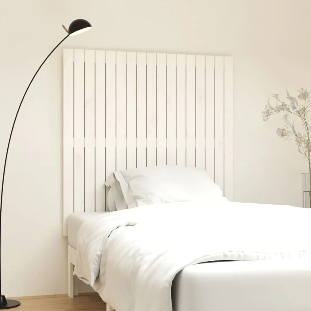 vidaXL Cabeceira de parede 108x3x110 cm madeira de pinho maciça branco