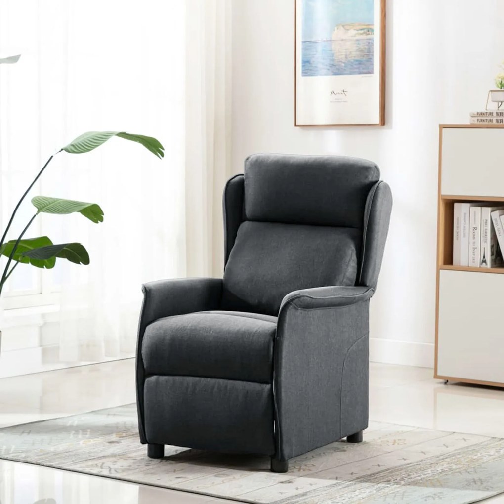 Cadeira Recliner Cinza Escuro em Tecido