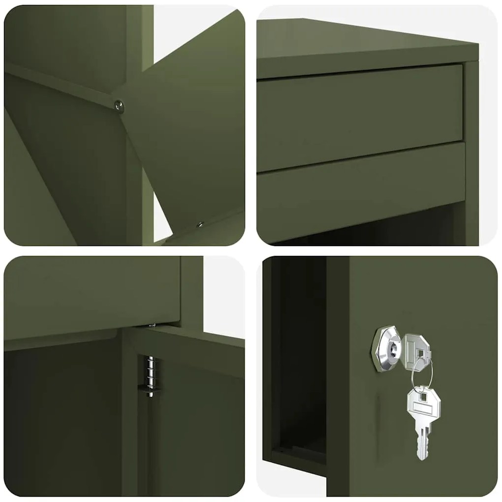 Caixa para entrega de pacotes Verde-oliva 41 x 38 x 103 cm Aço