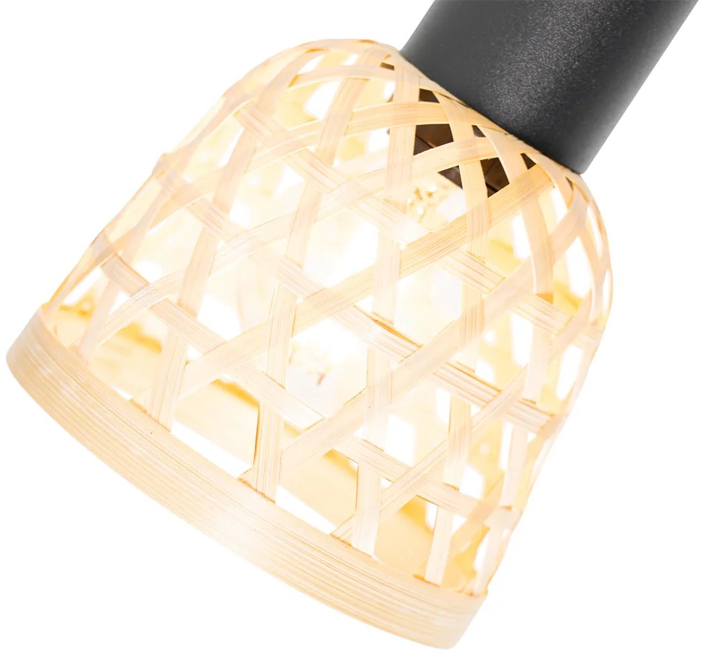 Projetores Orientais pretos com bambu 2-luzes - Rayan