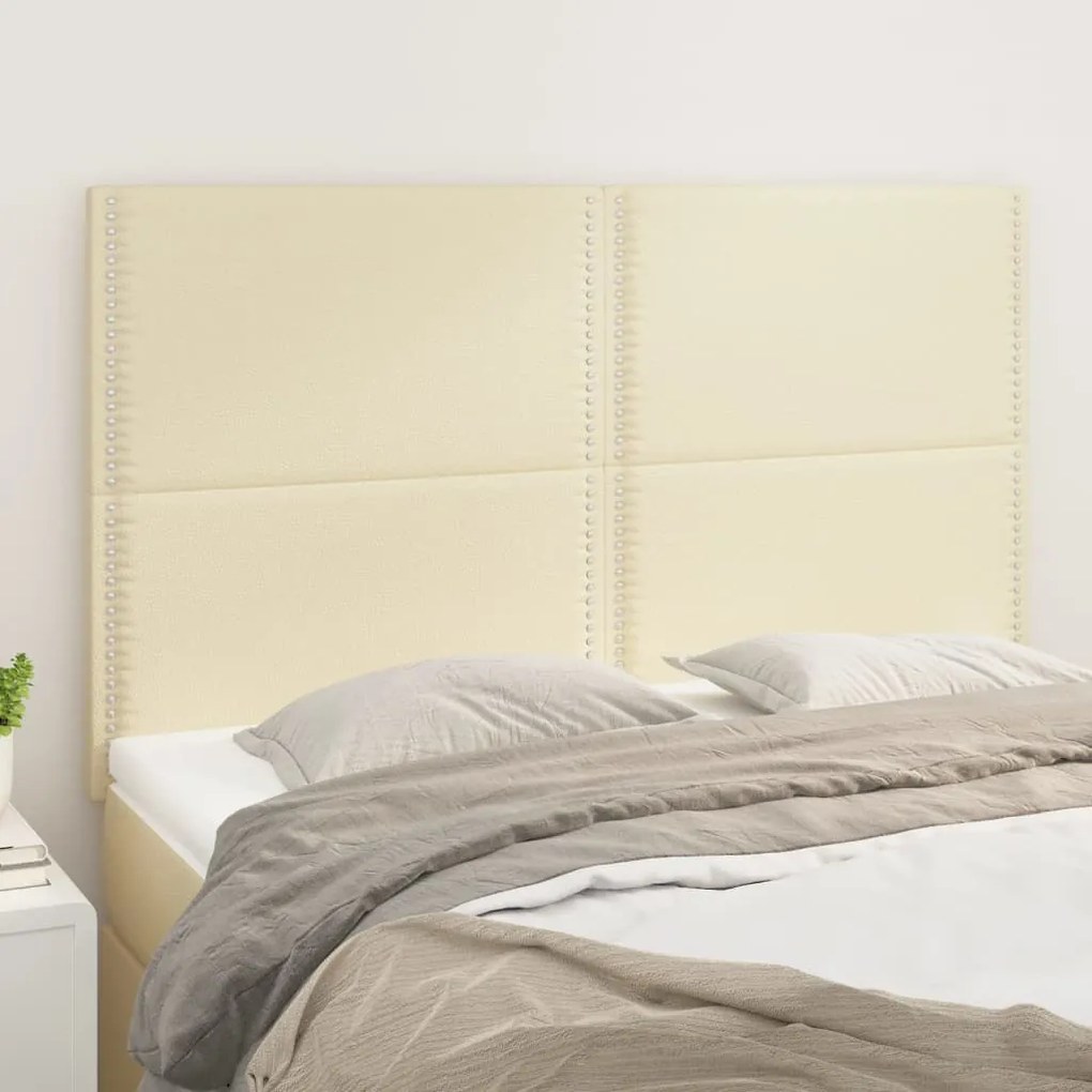 vidaXL Cabeceira de cama 4 pcs couro artificial 72x5x78/88 cm creme
