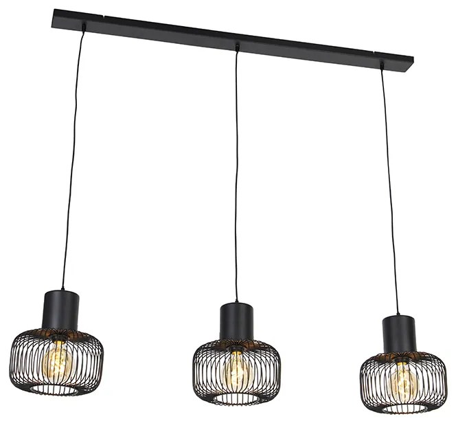Candeeiro suspenso design preto 3-luzes - BAYA Design