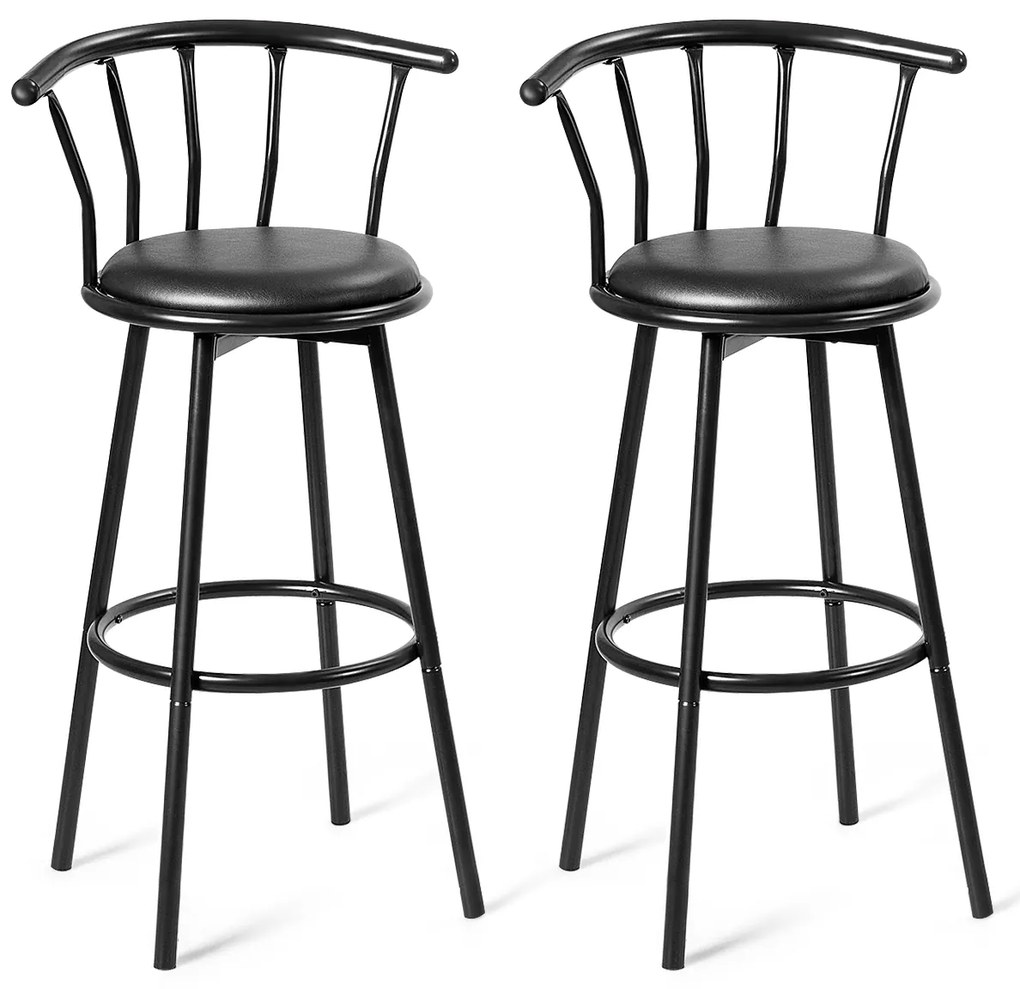 Conjunto de 2 bancos de bar alto de metal 55 x 56 x 102 para cozinha, sala de jantar, cozinha industrial Preto