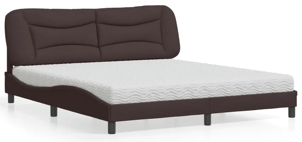 vidaXL Cama com colchão Hvar 180x200 cm tecido castanho-escuro