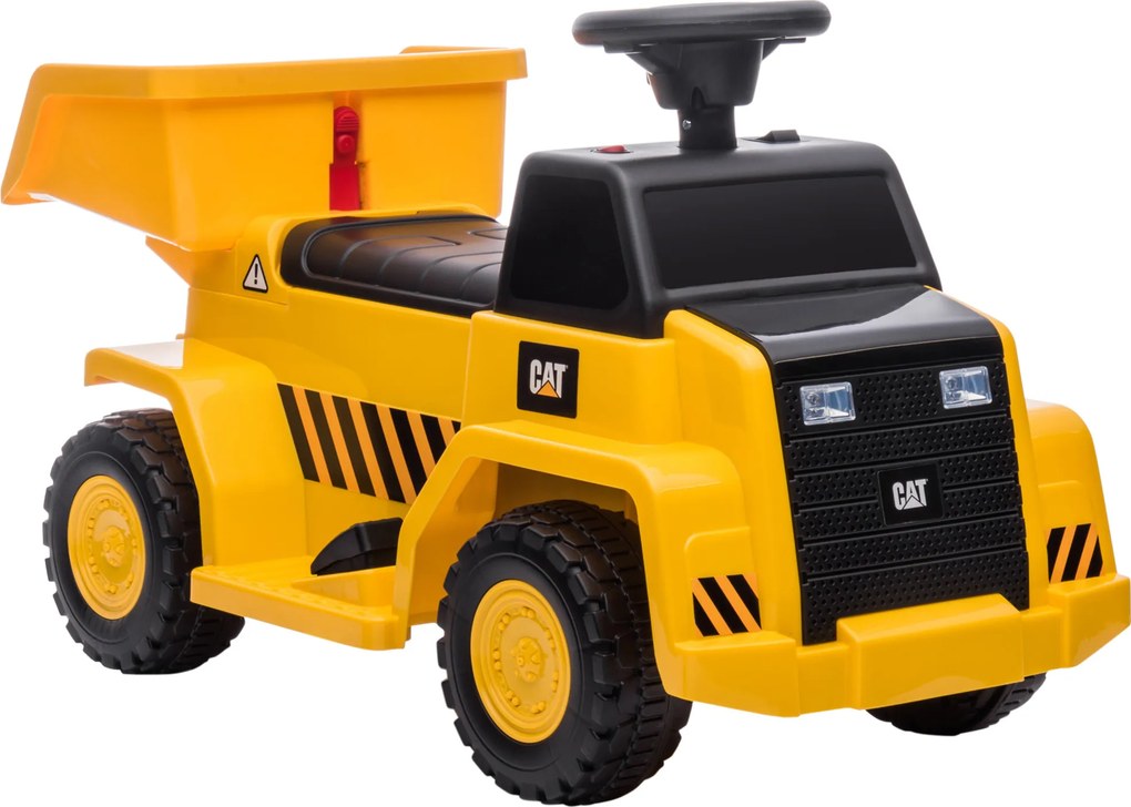 HOMCOM Caminhão basculante elétrico para crianças, caçamba basculante, máx. 3 km/h, farol, buzina, amarelo, 74,5 x 36 x 43,5 cm | Aosom Portugal
