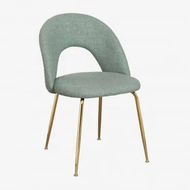 Cadeira De Jantar Em Borreguito Glorys Verde Abeto & Dourado - Sklum