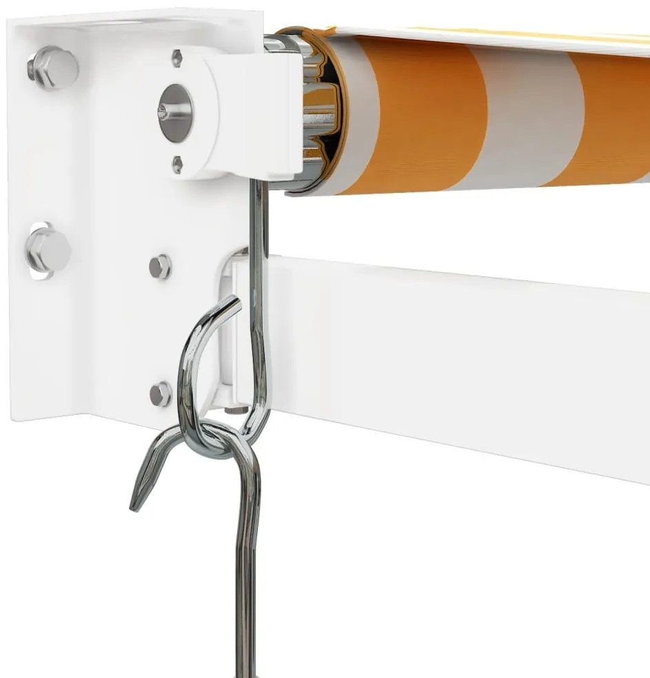 Toldo retrátil 4x3 m tecido e alumínio amarelo e branco