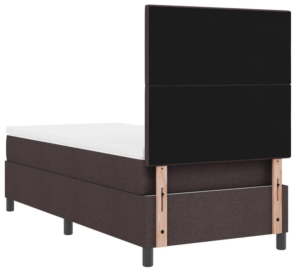 Cama Box Spring com Colchão Castanho 100x200 cm Tecido