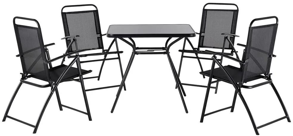 Conjunto de jardim em aço mesa e 4 cadeiras preto LIVO Beliani
