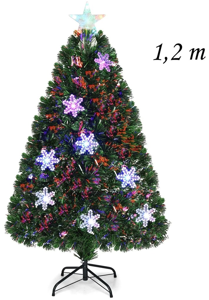 Árvore de Natal Artificial em PVC de 1,2m com base iluminada em fibra de vidro que muda de cor para a festa de Natal em casa Verde