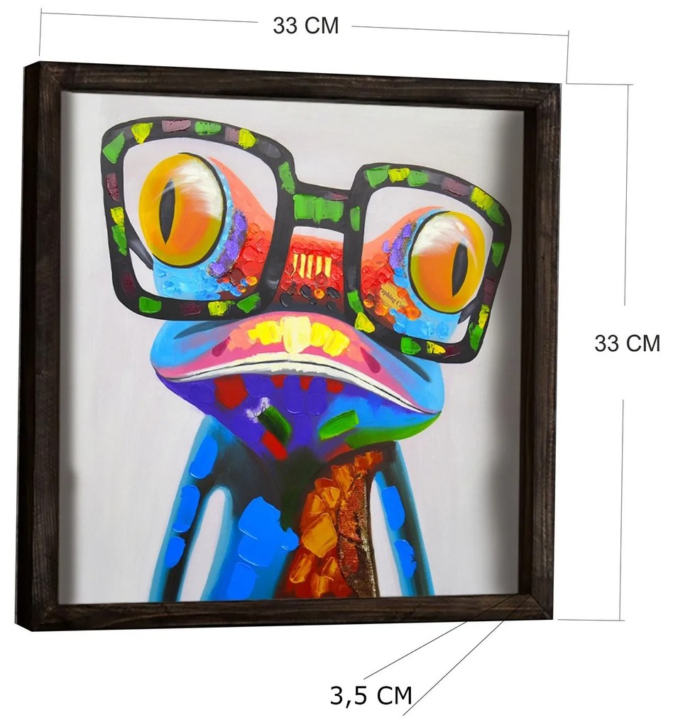 Pintura Decorativa em MDF com Moldura KZM522 – Multicolor – 33 x 33 cm
