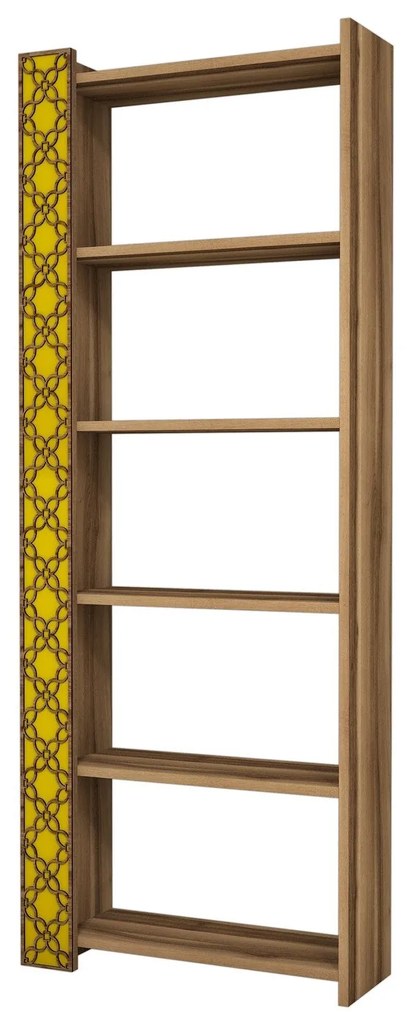 Estante City – Nogueira e Amarelo – 64,6 cm x 170 cm x 24,2 cm