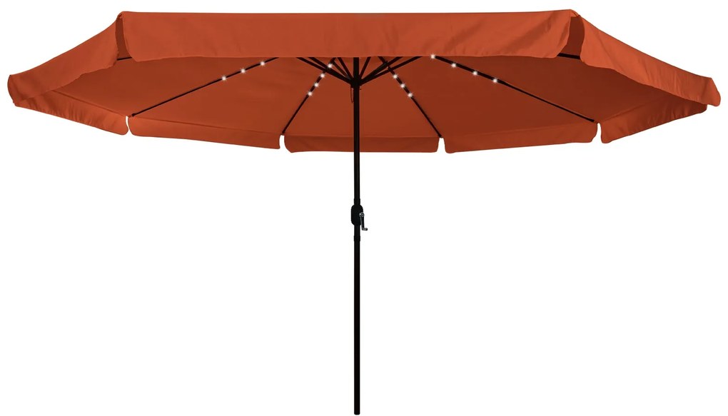 Parasol de Jardim vidaXL com Luzes LED ø395x245 cm Terracota
