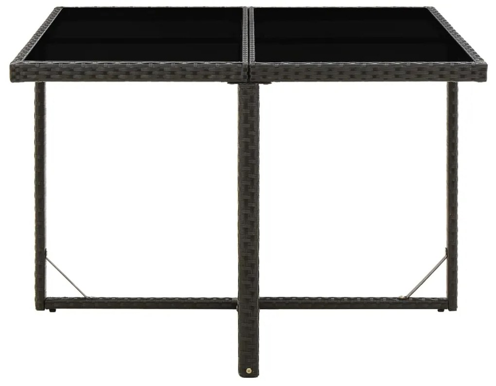 Mesa de jardim 109x107x74 cm vime PE e vidro preto