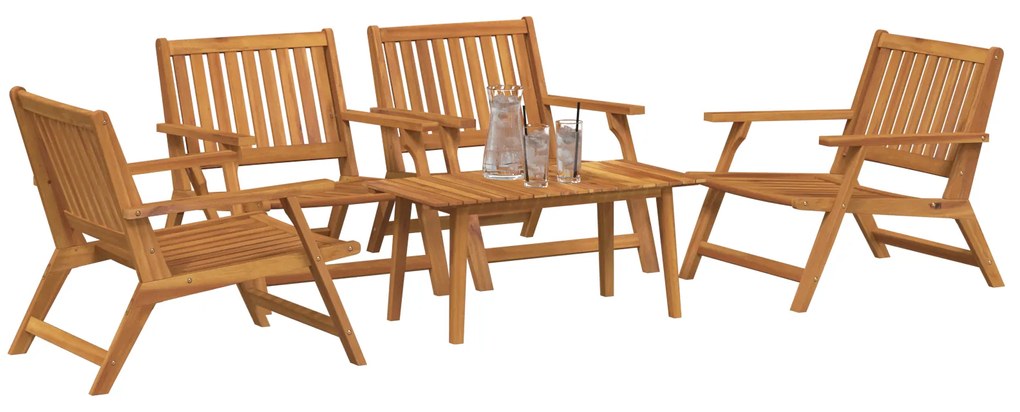 Cadeiras de Jardim com Mesa 5 pcs de Madeira Sólida de Acácia