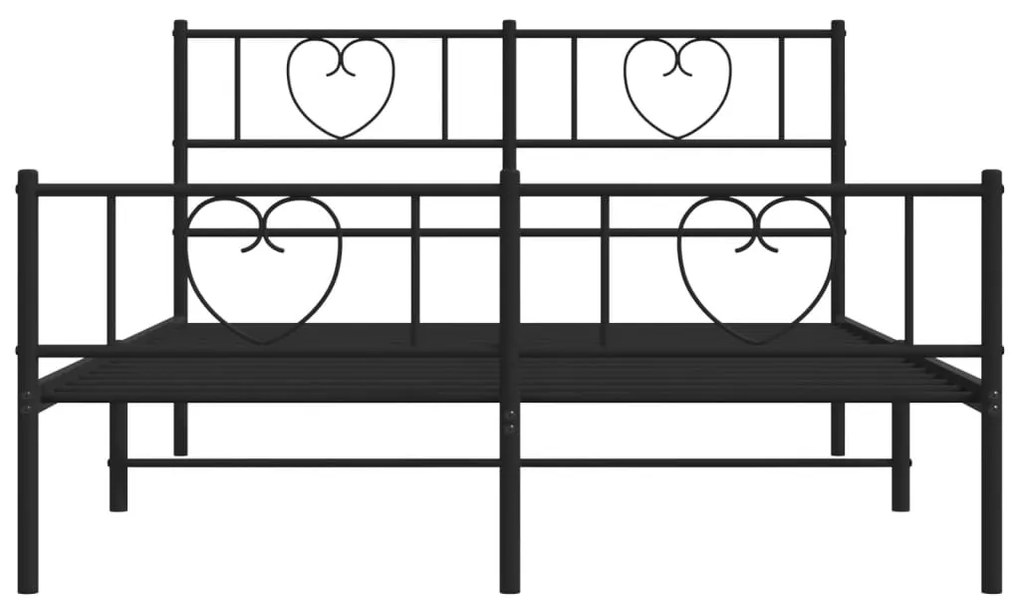 Estrutura de cama com cabeceira e pés 120x190 cm metal preto