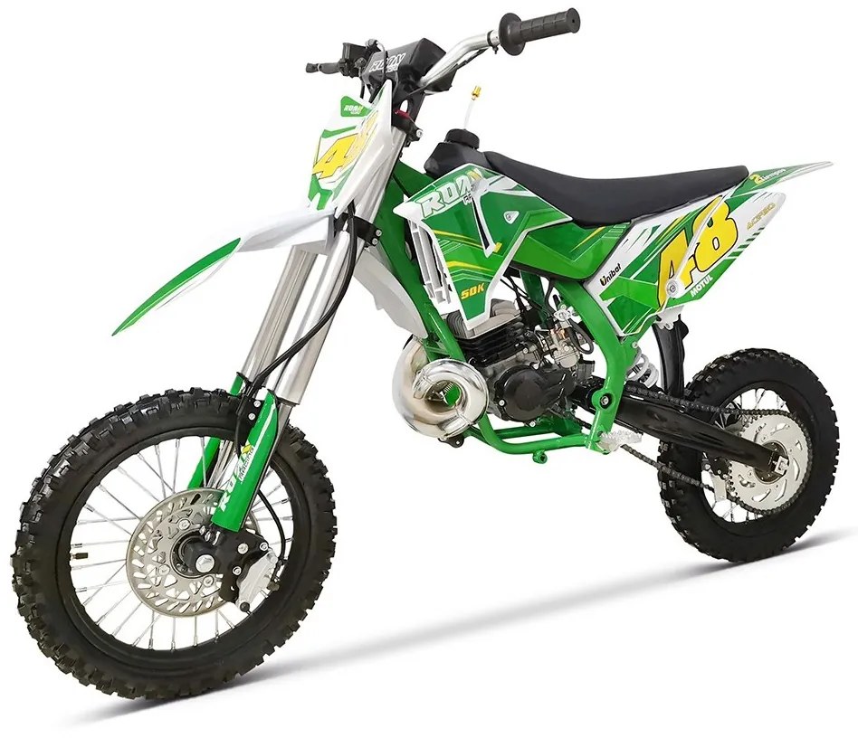 MINI MOTO Crianças MINICROSS gasolina 50cc 9cv Roan 50K 14/12" arranque a pedal Verde