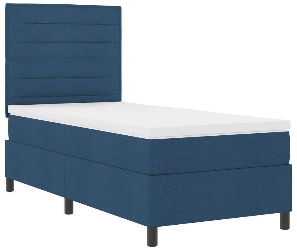 Cama Box com Colchão Azul 80x200 cm Tecido