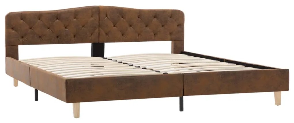 Estrutura de cama 180x200 cm camurça artificial castanho