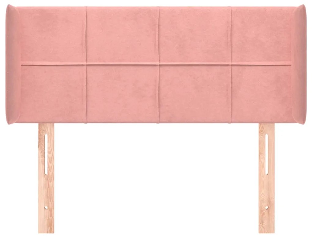 Cabeceira de cama c/ abas veludo 83x16x78/88 cm rosa
