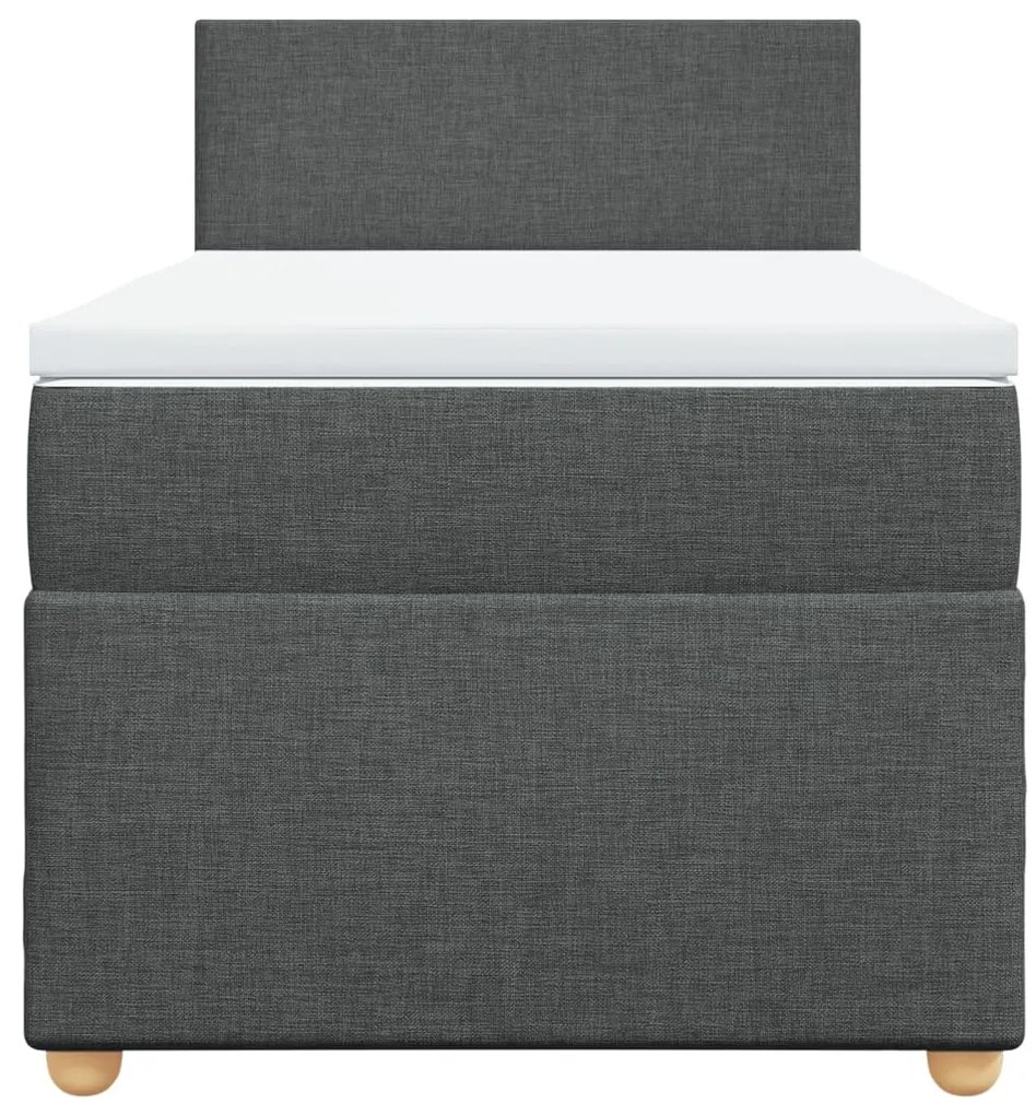 Cama com molas/colchão 100x200 cm tecido cinza-escuro