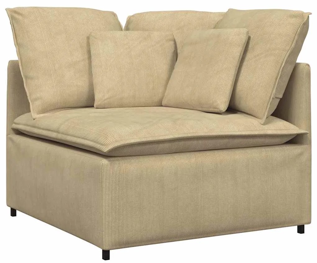 Sofá modular com almofadas tecido corduroy verde cinzento