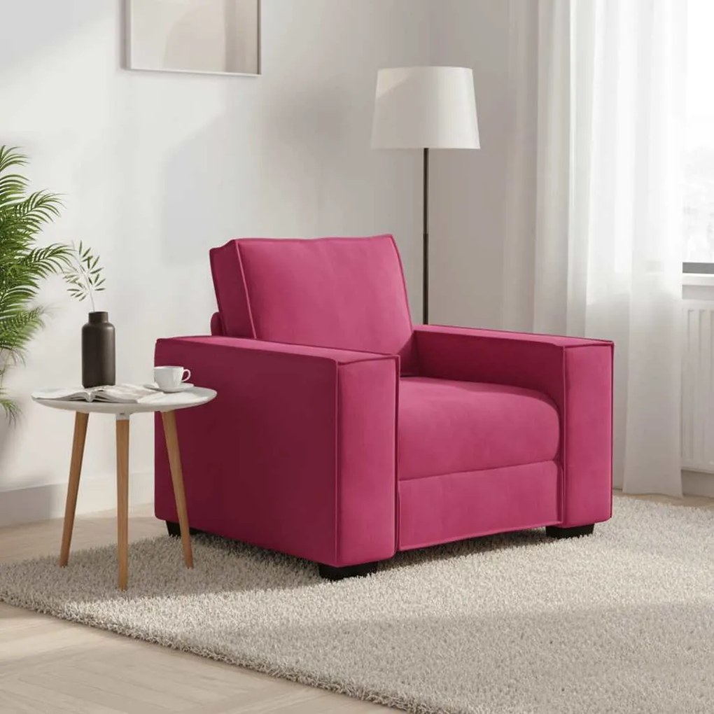 vidaXL Poltrona 100x78x84 cm veludo vermelho-tinto
