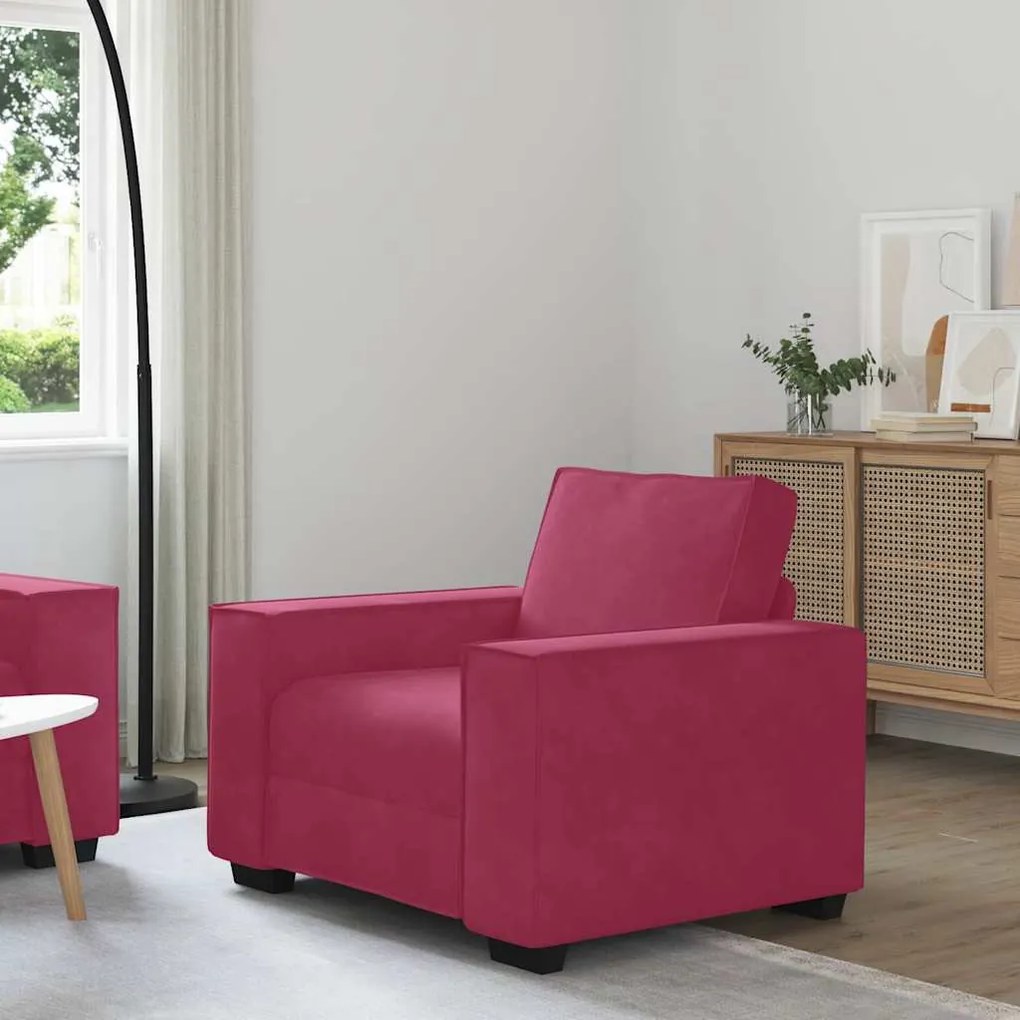 vidaXL Poltrona 60 cm veludo vermelho-tinto