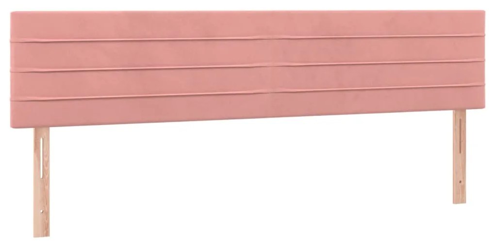 Cabeceira de cama c/ luzes LED veludo 180x5x78/88 cm rosa