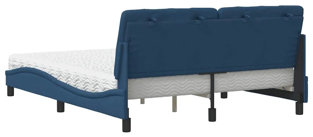 Cama com colchão 160x200 cm tecido azul