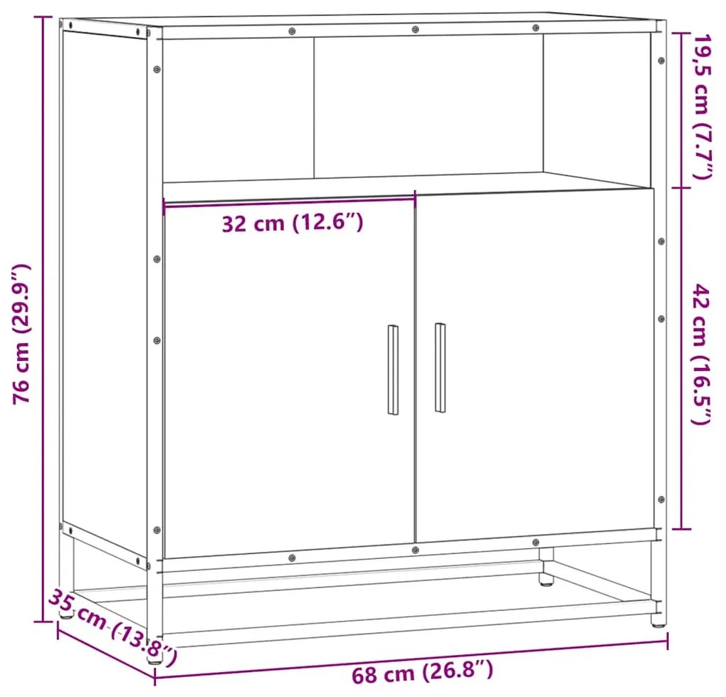 Aparador 68x35x76 cm deriv. de madeira cinzento sonoma