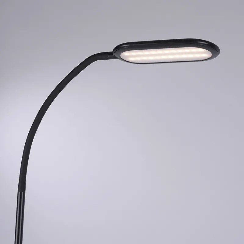 Candeeiro de pé moderno preto com dimmer e LED - Kiril Moderno