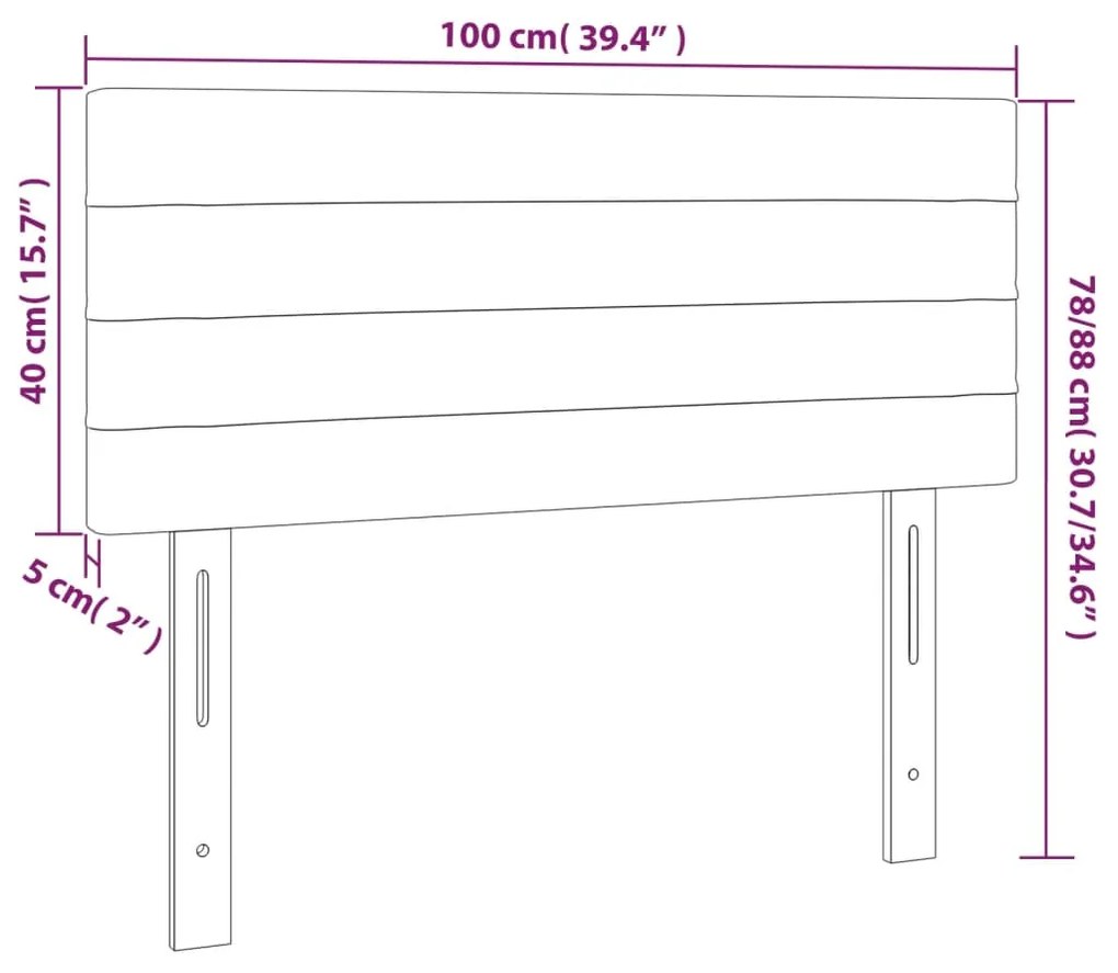 Cabeceira de cama tecido 100x5x78/88 cm cinzento-claro