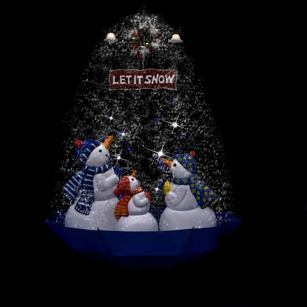 Árvore Natal c/ neve base formato guarda-chuva 170 cm PVC azul