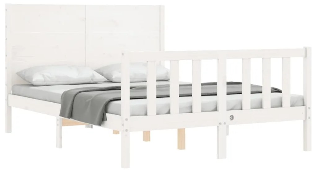 Cama sem colchão 140x190 cm madeira de pinho maciça branco