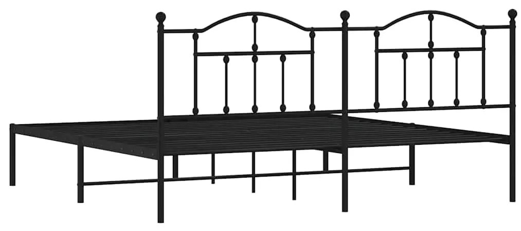 Estrutura de cama com cabeceira 193x203 cm metal preto