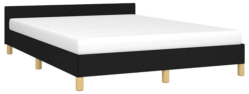 Estrutura de cama sem colchão 140x190 cm tecido preto
