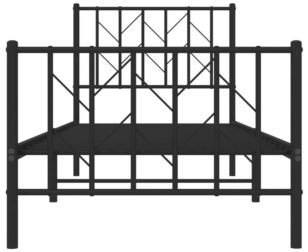 Estrutura de cama com cabeceira e pés 80x200 cm metal preto