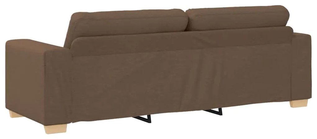 Conjunto de Sofás de 3 Peças com Almofadas em Tecido Castanho