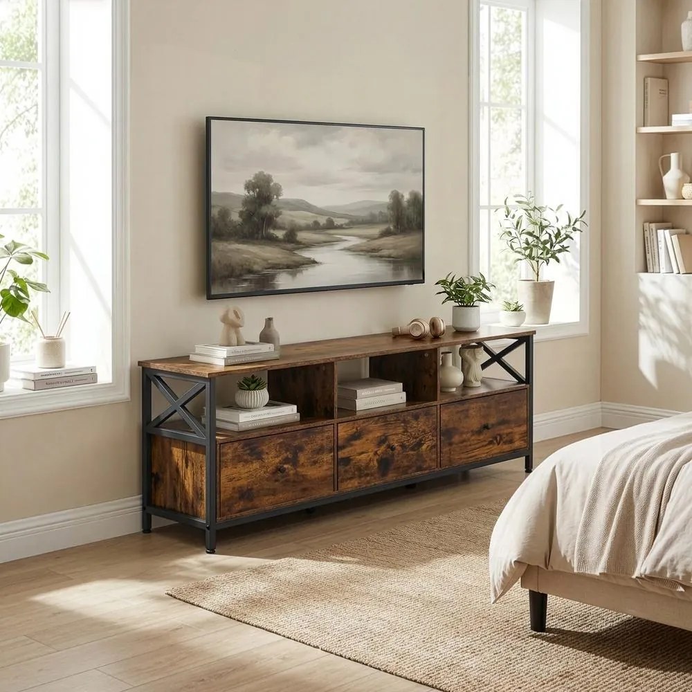Móvel de TV até 65 polegadas 147 x 40 x 50 cm, com bastante espaço de arrumação castanho-preto