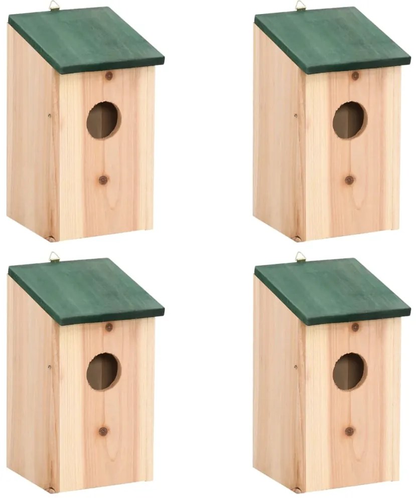 Casas para pássaros 4 pcs madeira 12x12x22 cm