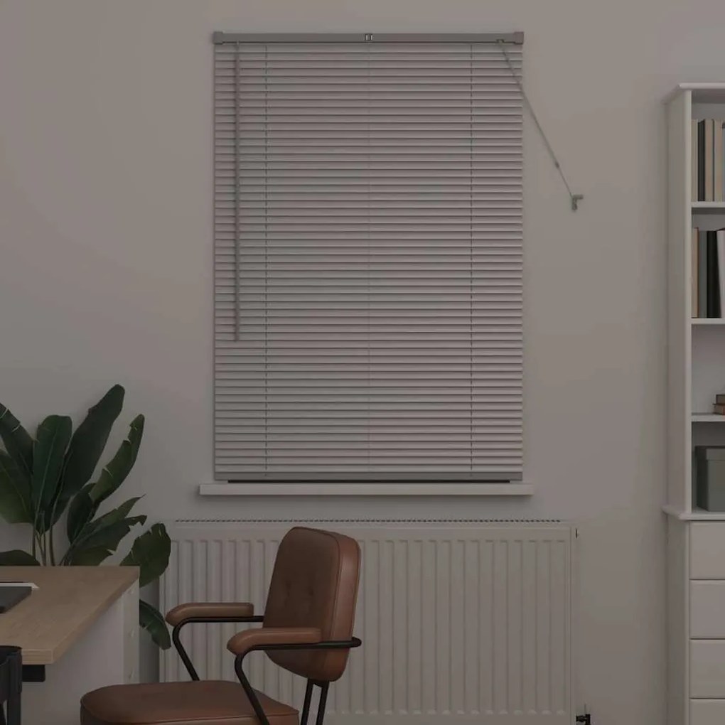Persiana de Janela com cortinas Manual Prata 80 x 130 cm Alumínio